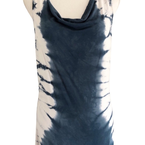 Chaser NWT Tie Dye Blue And White Cowl Neck Tank Dress Medium - Picture 2 of 8